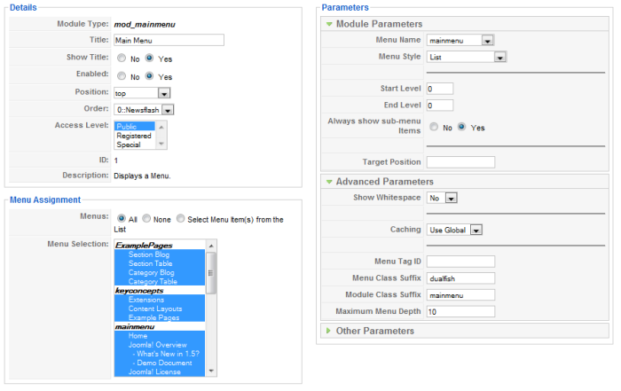 Menu Module